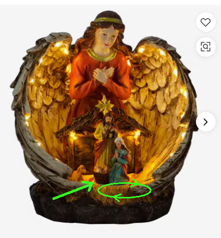 Religious Guardian Angel Nativity Scene Spinning Cradle Glowing Wings Warm LED Lights Christmas Decoration With Movement